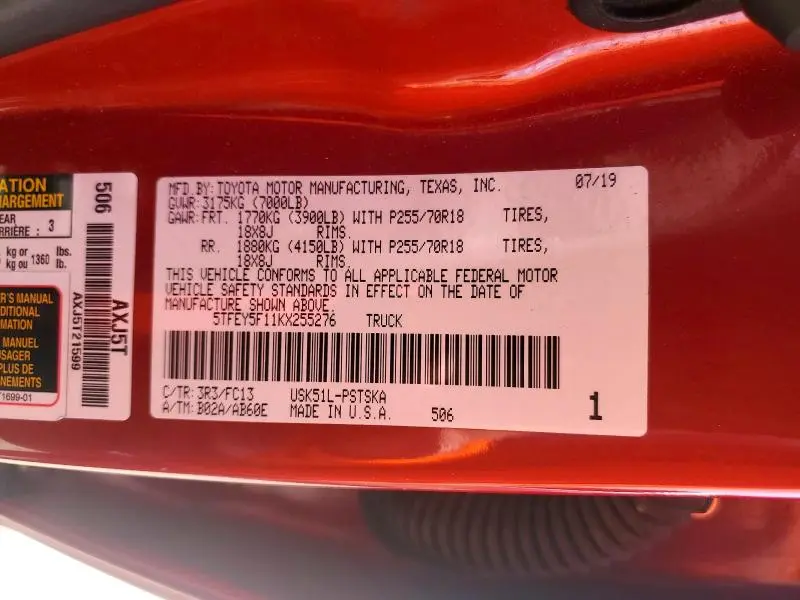 2019 TOYOTA TUNDRA CREWMAX SR5  