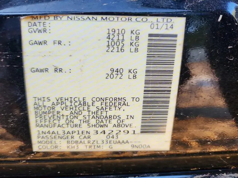 2014 NISSAN ALTIMA 2.5 S  
