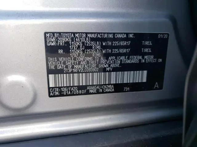 2020 TOYOTA RAV4 XLE  