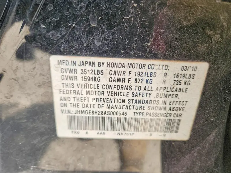 2010 HONDA FIT   