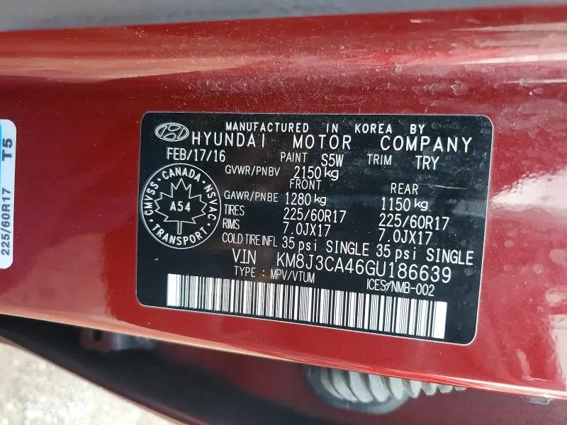 2016 HYUNDAI TUCSON SE  