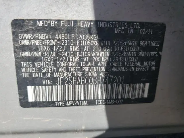 2011 SUBARU FORESTER 2.5X  