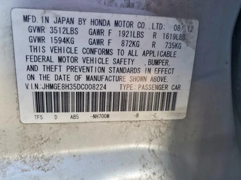 2013 HONDA FIT   