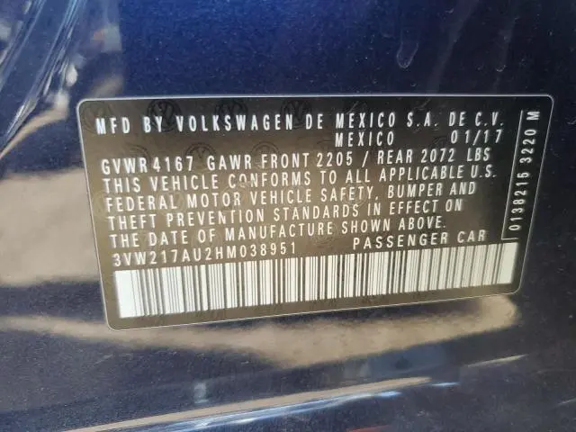 2017 VOLKSWAGEN GOLF S  