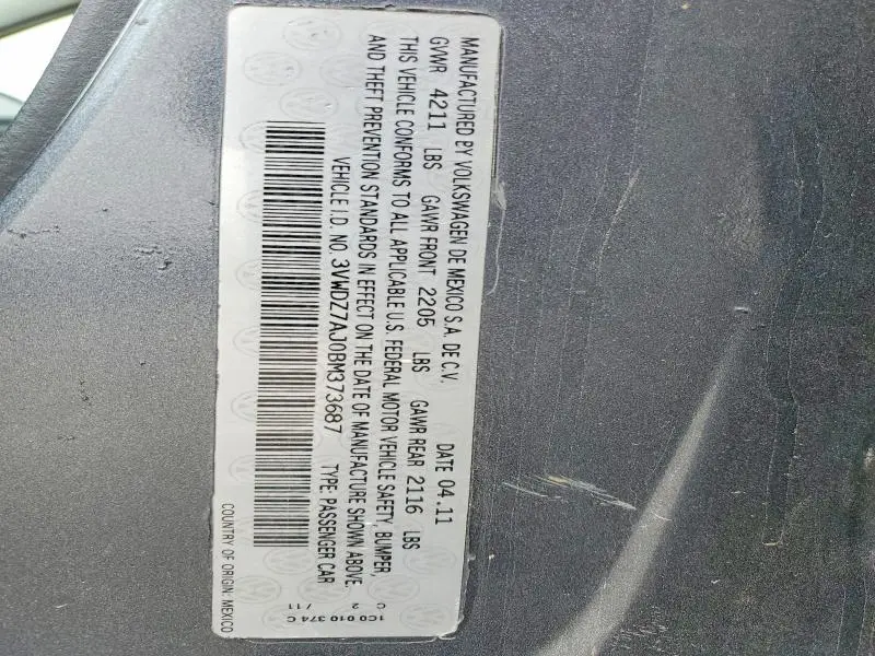 2011 VOLKSWAGEN JETTA SE  