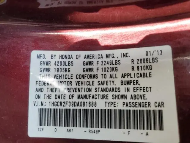 2013 HONDA ACCORD LX  