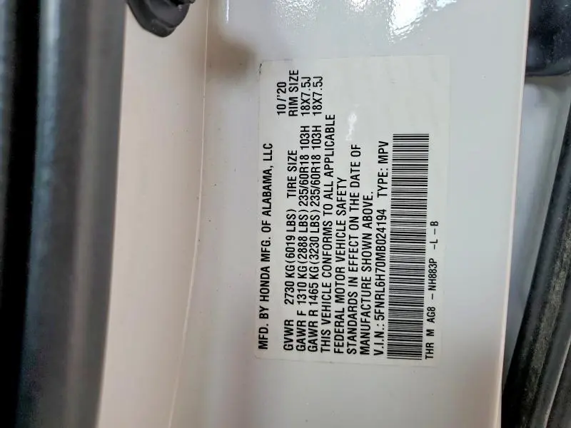 2021 HONDA ODYSSEY EXL  
