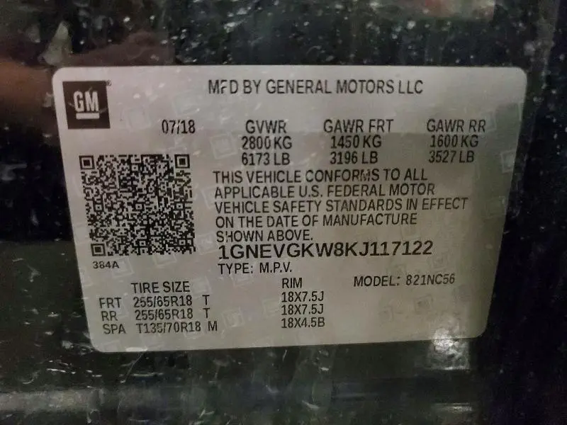 2019 CHEVROLET TRAVERSE LT  