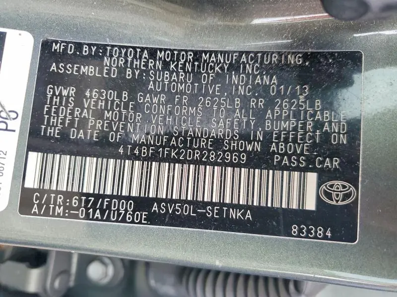 2013 TOYOTA CAMRY LE  