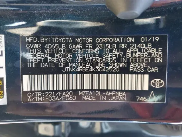 2019 TOYOTA COROLLA SE  