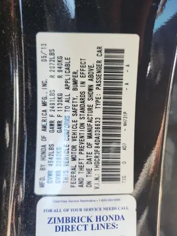 2013 HONDA ACCORD EXL  