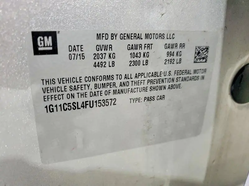 2015 CHEVROLET MALIBU 1LT  