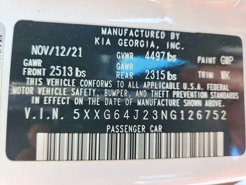 2022 KIA K5 GT LINE  