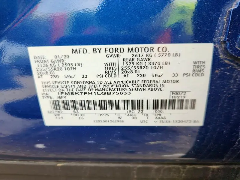 2020 FORD EXPLORER LIMITED  