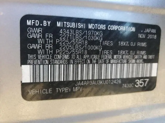 2019 MITSUBISHI OUTLANDER SPORT ES  