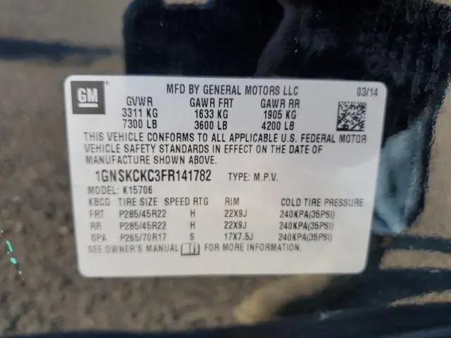 2015 CHEVROLET TAHOE K1500 LTZ  