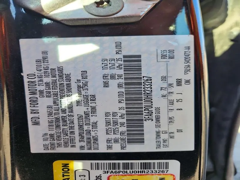 2017 FORD FUSION SE HYBRID  