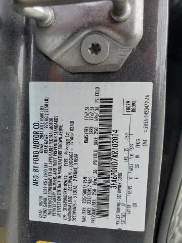 2019 FORD FUSION SE  