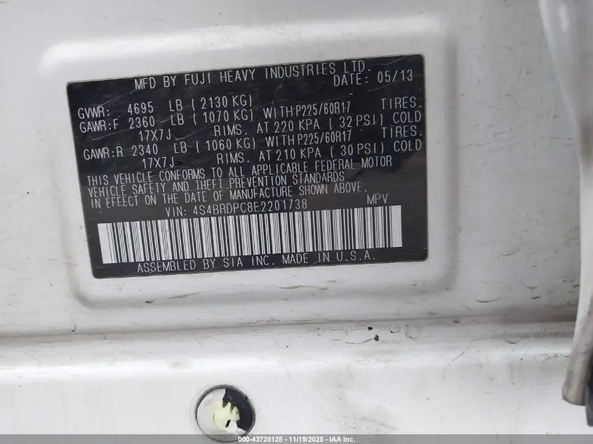 2014 SUBARU OUTBACK 3.6R LIMITED