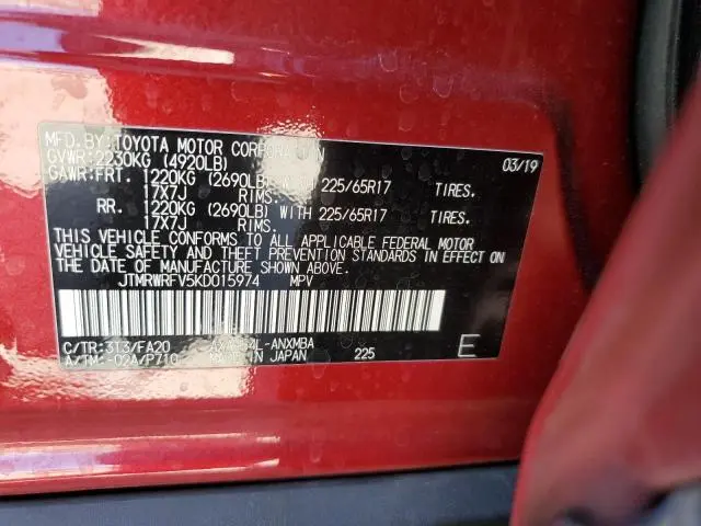 2019 TOYOTA RAV4 XLE  