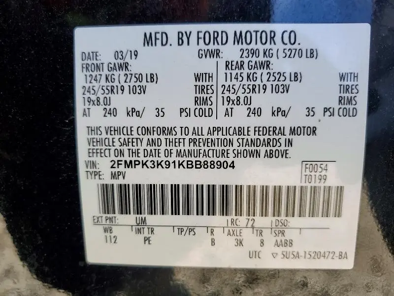 2019 FORD EDGE TITANIUM  