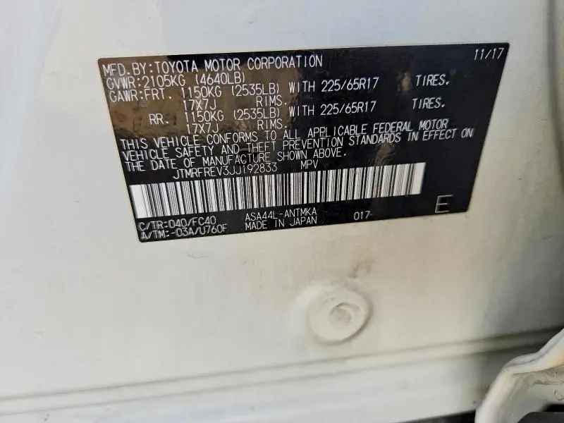 2018 TOYOTA RAV4 XLE  