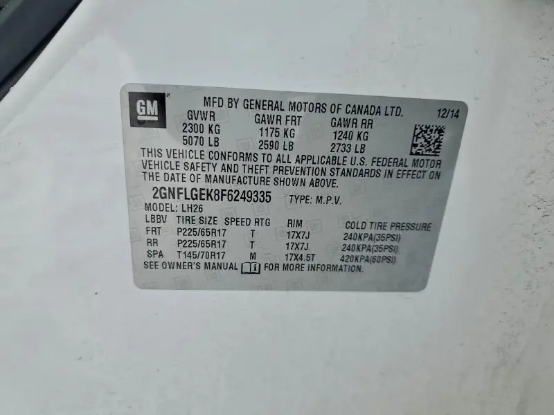 2015 CHEVROLET EQUINOX LT  