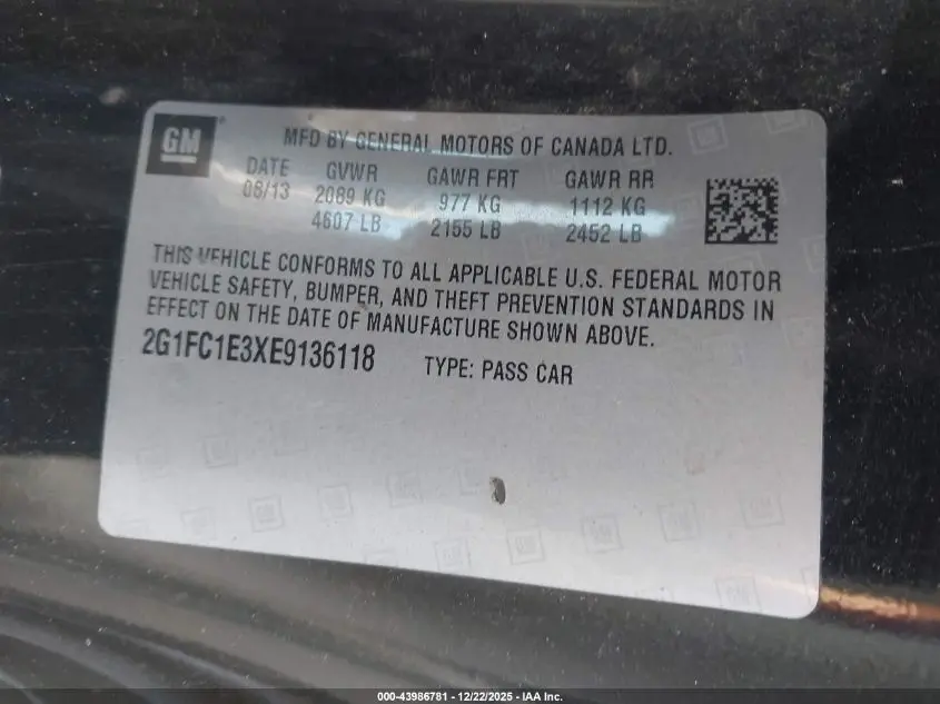 2014 CHEVROLET CAMARO 2LT