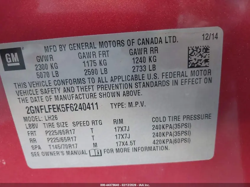 2015 CHEVROLET EQUINOX 1LT