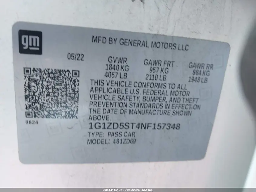 2022 CHEVROLET MALIBU FWD LT