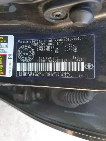 2012 TOYOTA CAMRY BASE  