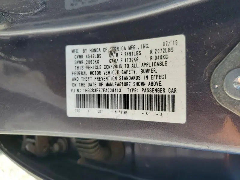 2015 HONDA ACCORD EXL  