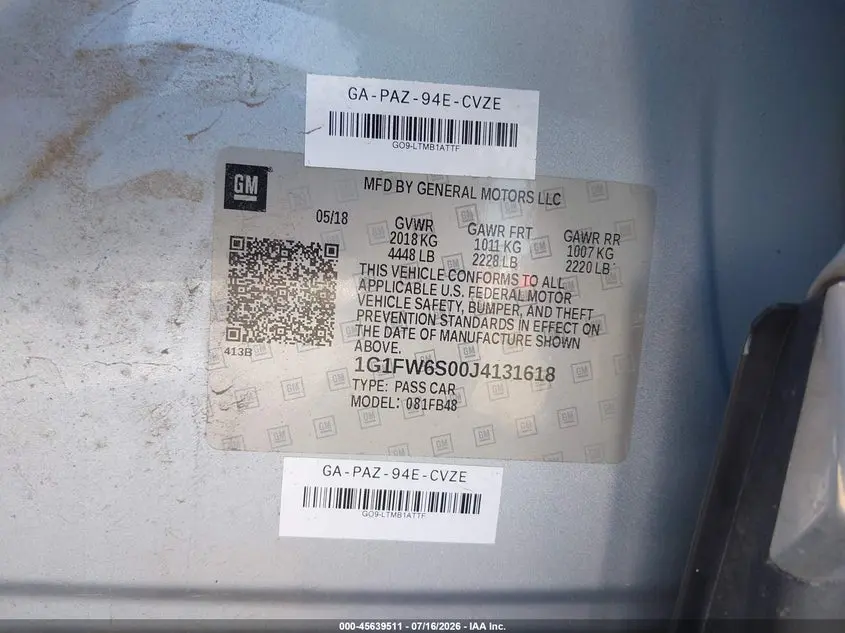 2018 CHEVROLET BOLT EV LT