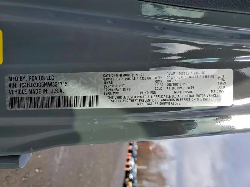 2021 JEEP WRANGLER UNLIMITED SPORT  