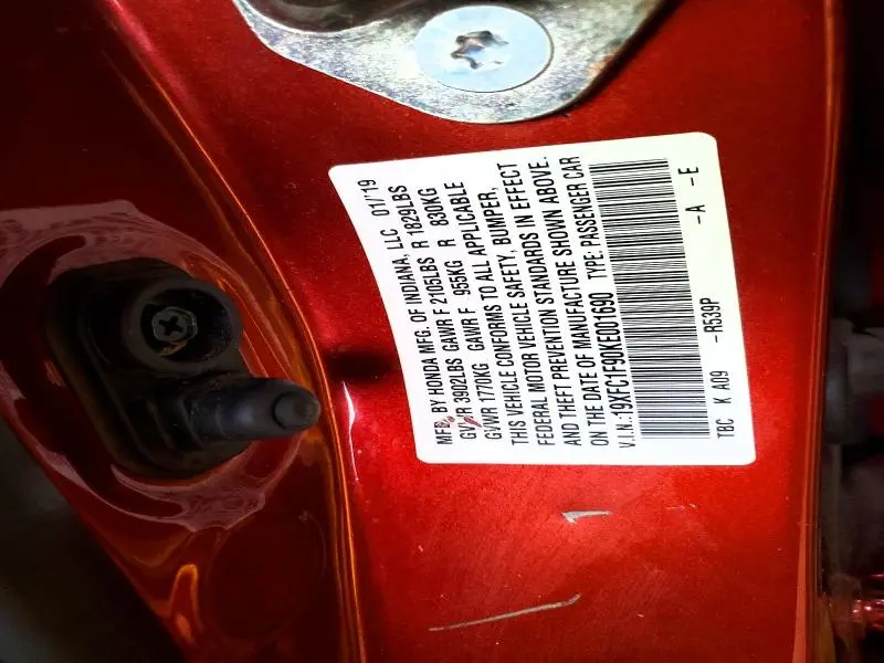 2019 HONDA CIVIC TOURING  