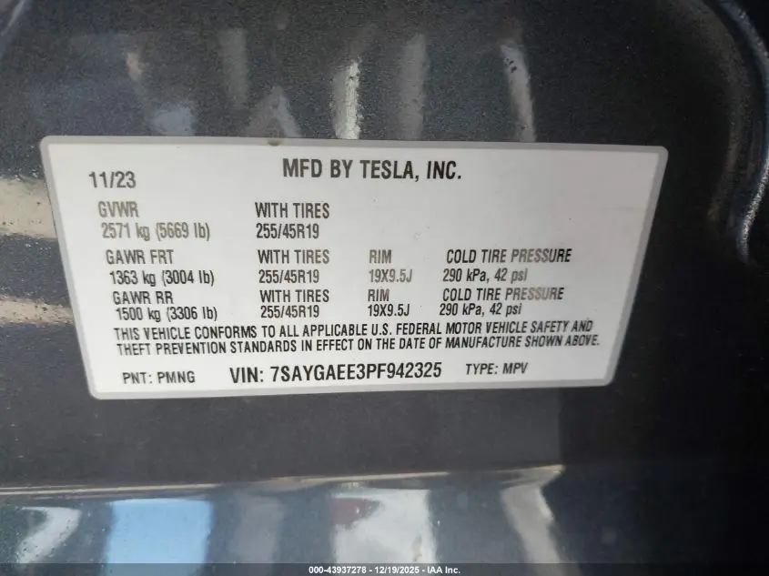 2023 TESLA MODEL Y AWD/LONG RANGE DUAL MOTOR ALL-WHEEL DRIVE