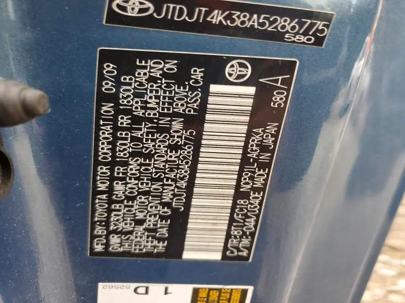 2010 TOYOTA YARIS BASE  