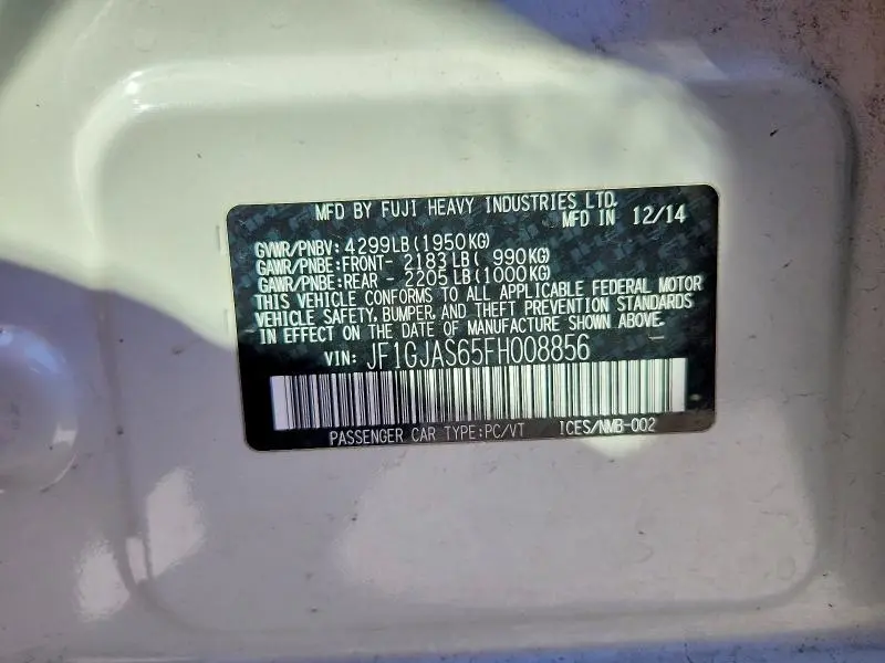 2015 SUBARU IMPREZA SPORT LIMITED  