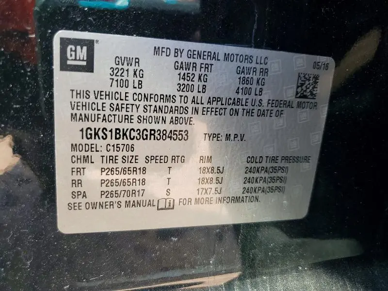 2016 GMC YUKON SLT  