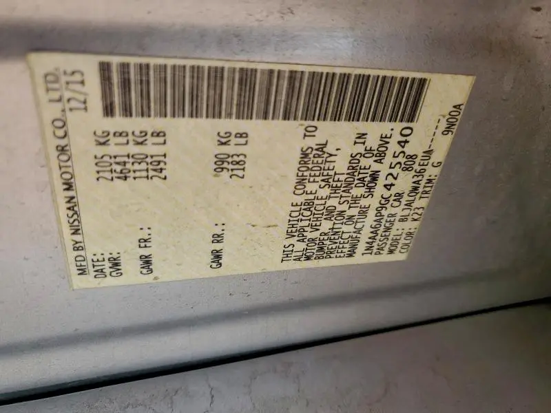 2016 NISSAN MAXIMA 3.5S  