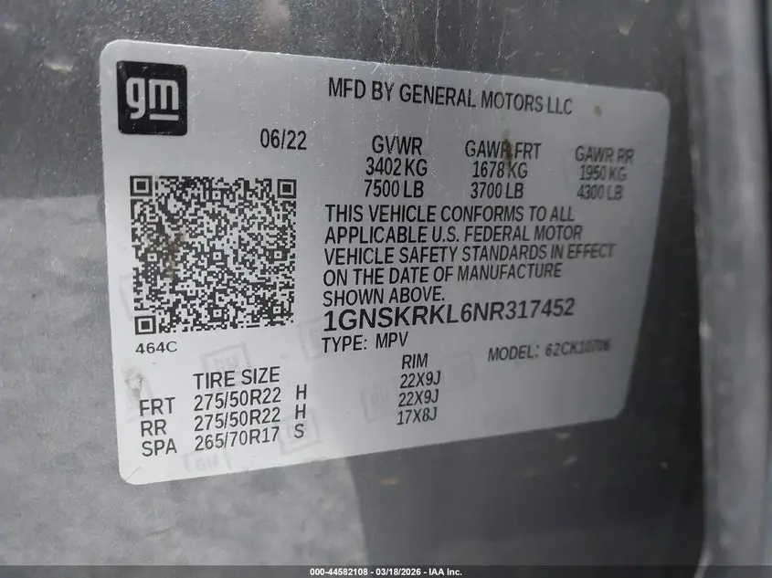 2022 CHEVROLET TAHOE 4WD RST