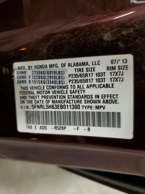 2014 HONDA ODYSSEY EXL  