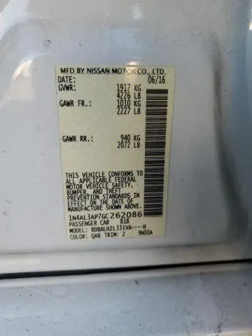 2016 NISSAN ALTIMA 2.5