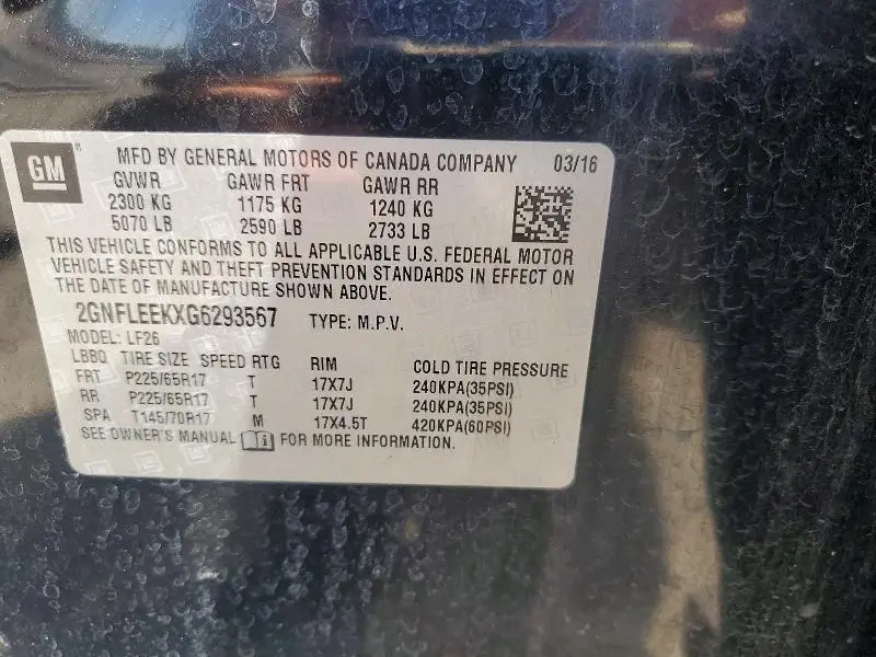 2016 CHEVROLET EQUINOX LS  