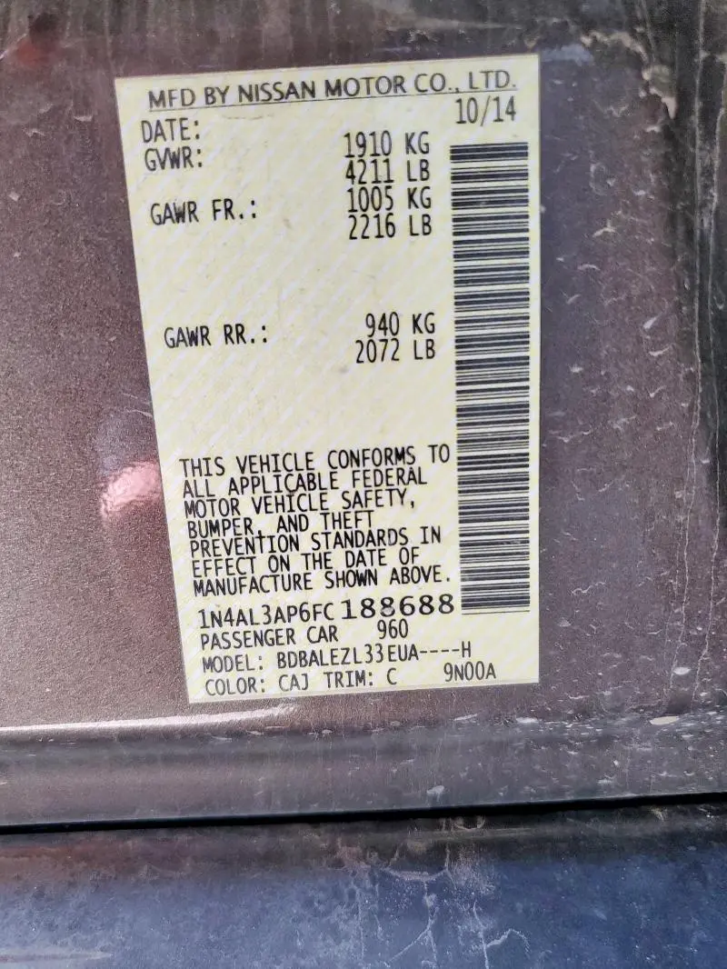 2015 NISSAN ALTIMA 2.5  