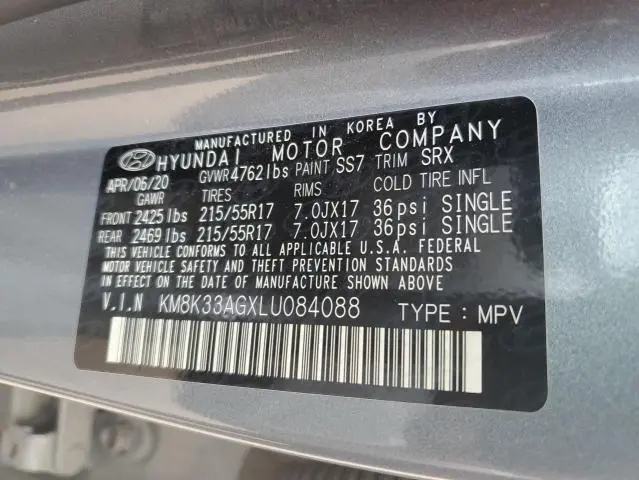 2020 HYUNDAI KONA LIMITED  