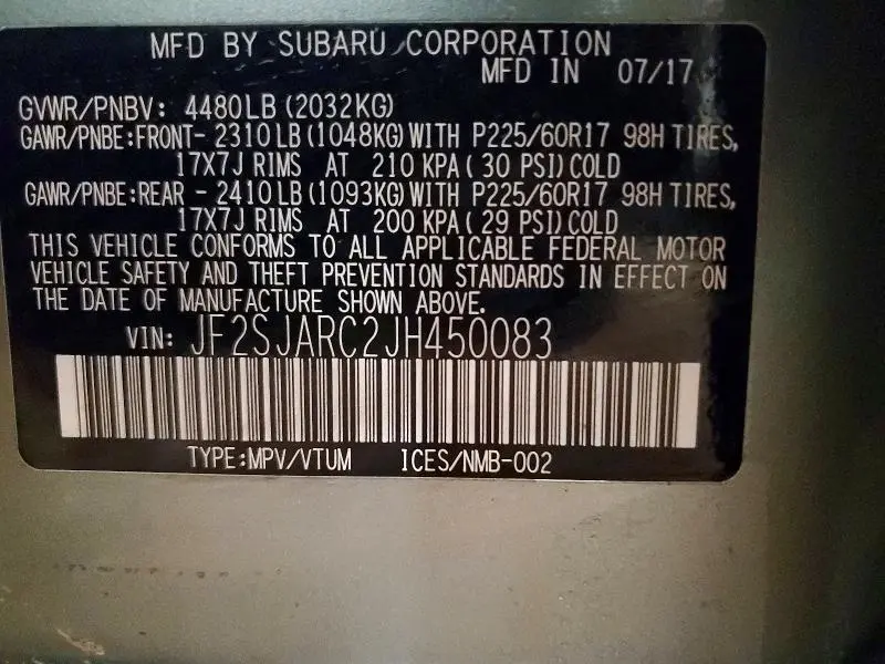 2018 SUBARU FORESTER 2.5I LIMITED  