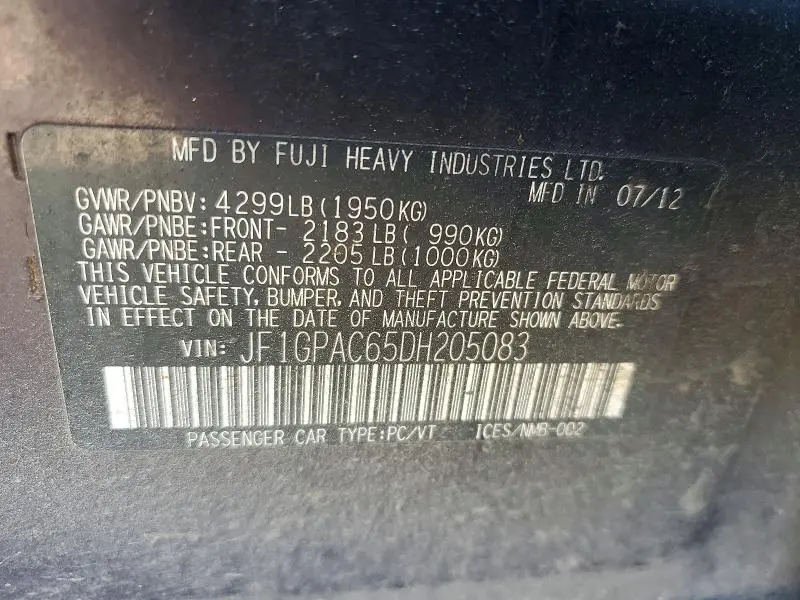 2013 SUBARU IMPREZA PREMIUM  