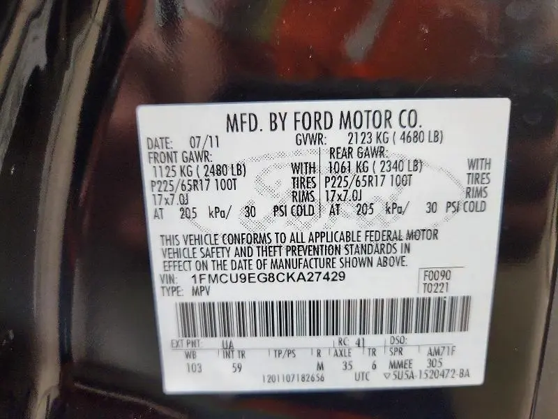 2012 FORD ESCAPE LIMITED  