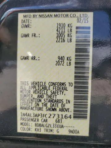 2015 NISSAN ALTIMA 2.5  